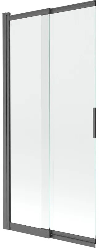 Mexen Fox, 2-krídlová posuvná vaňová zástena 85 × 150 cm, 5mm číre sklo, grafitový profil, 891-085-002-66-00