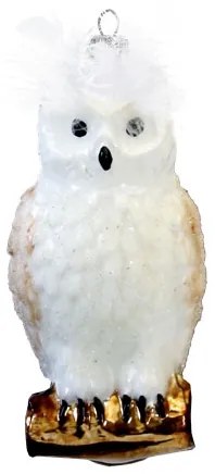Sklenená sova biela