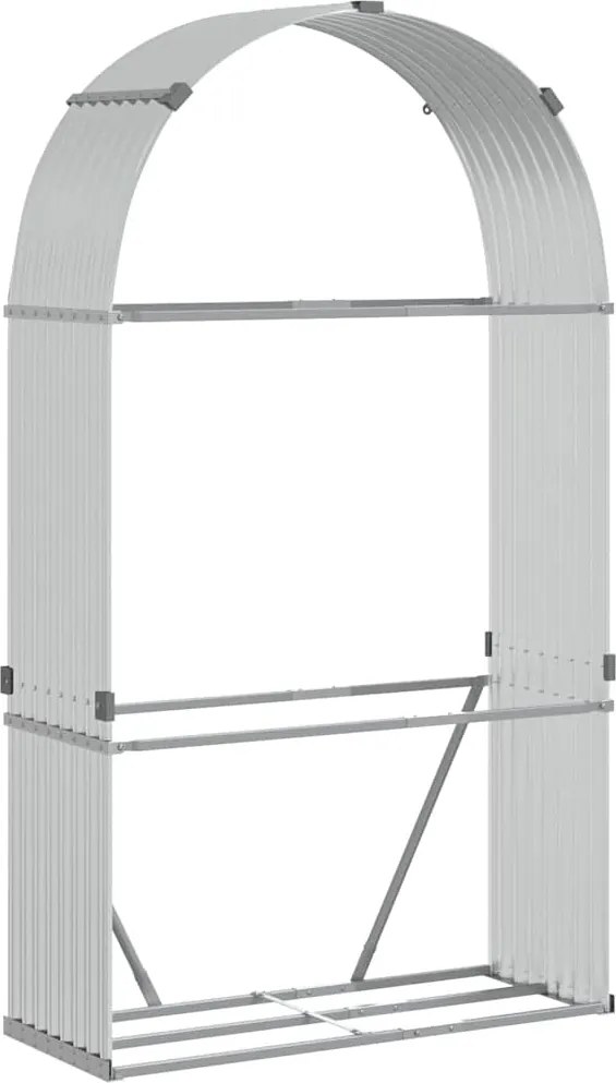 vidaXL Držiak na polená strieborný 120x45x210 cm pozinkovaná oceľ