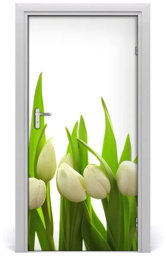 Fototapeta na dvere biele tulipány 85x205 cm