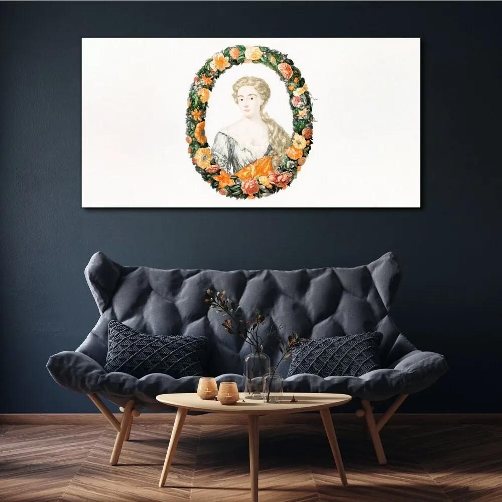 Obraz na plátne Portrét ženy s kvetinami