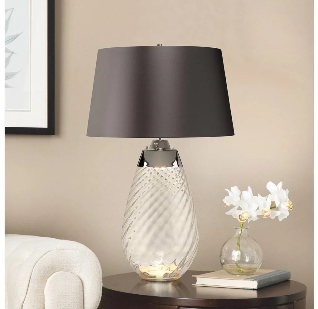 Elstead LENA-TL-L-SMOKE - LED Stolná lampa LENA 1xE27/40W/230V 74 cm šedá ED0610