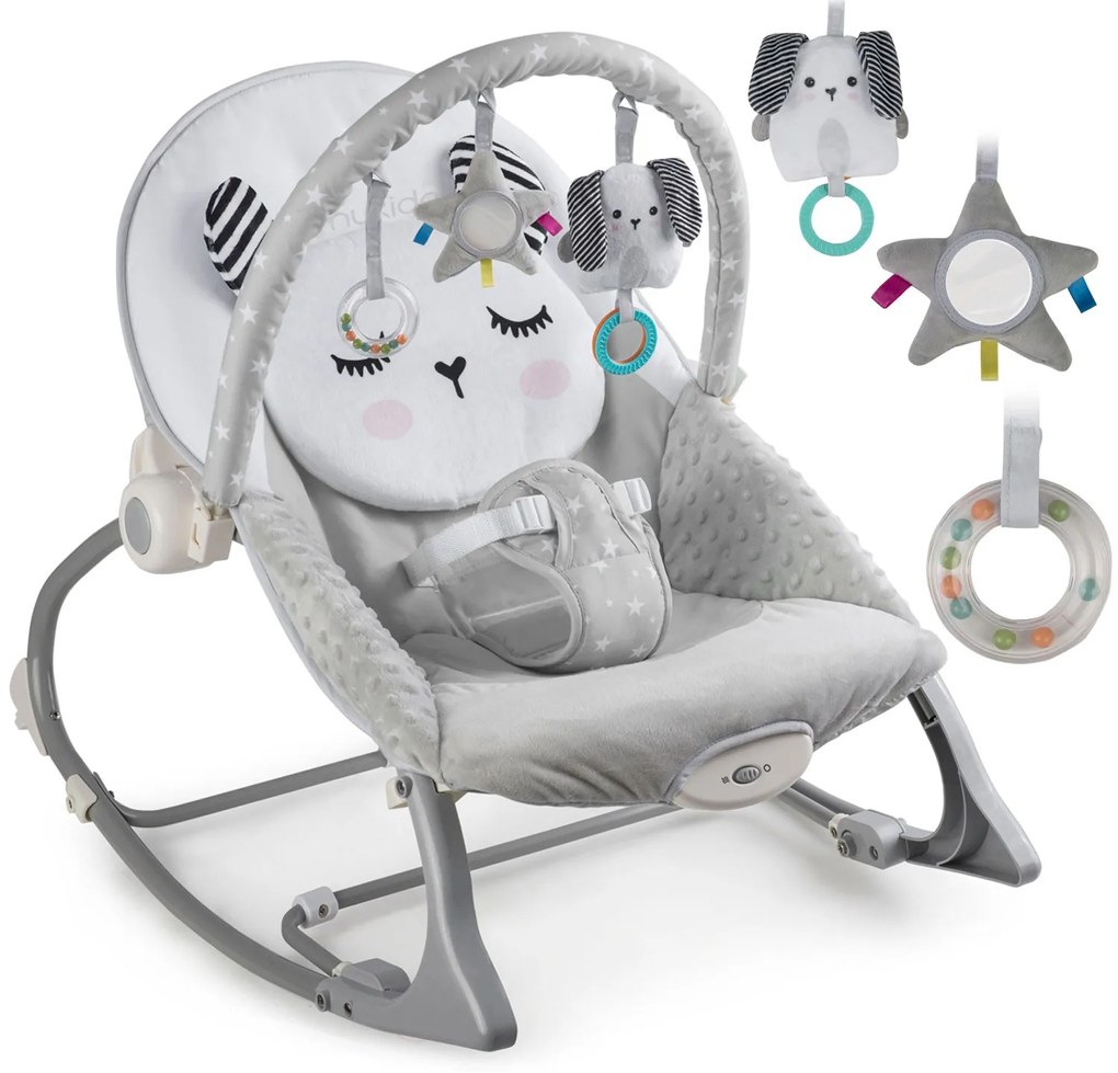 Hojdacie lehátko Nukido s vibráciou - sivé