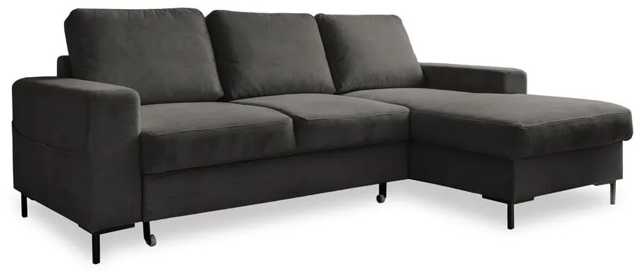 Tmavosivá menčestrová rozkladacia rohová pohovka (pravý roh) Lofty Lilly – Miuform