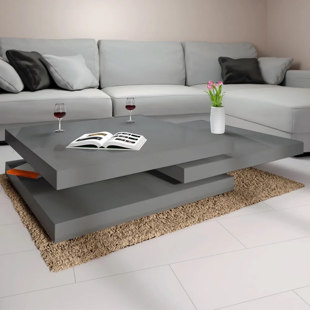Konferenčný stolík NY – 60 x 60 cm – vysoký lesk šedý