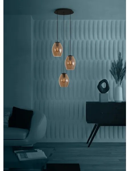 Eglo 390161 - Luster na lanku ESTANYS 3xE27/40W/230V hnedá