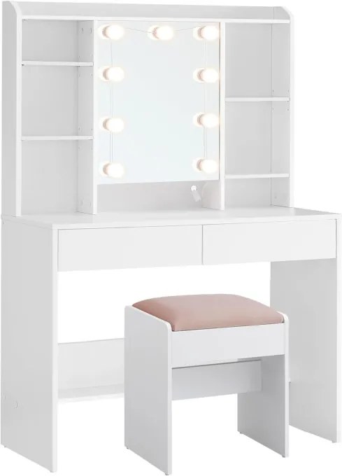 Toaletný stolík so zrkadlom, LED osvetlením a taburetkou RDT726W01