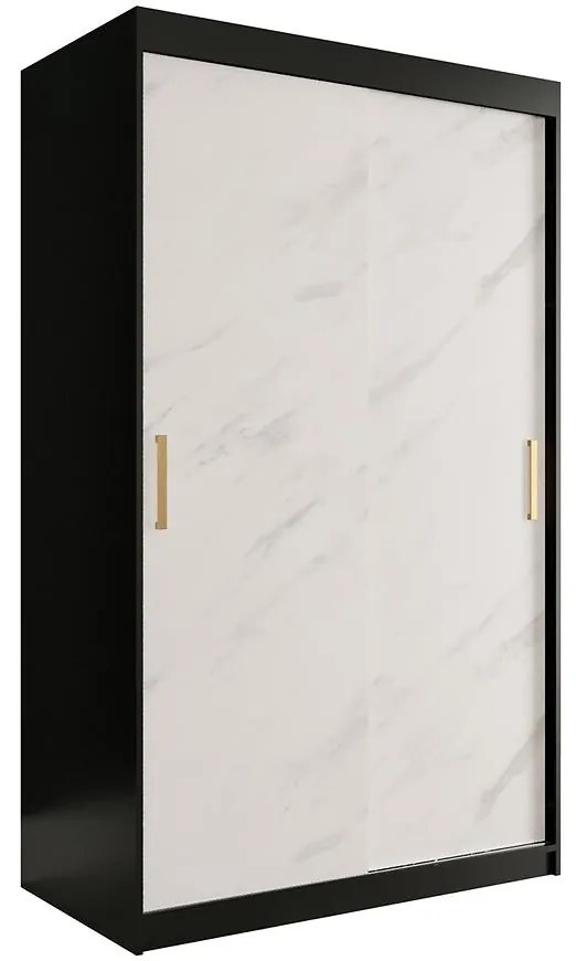 Skriňa Marmur T 120 čierna/mramor biely