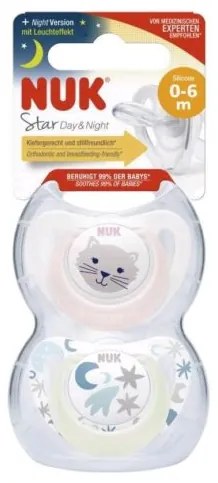 NUK Dojčenský cumlík NUK Star Deň a Noc 0-6 m 2ks/BOX dievča