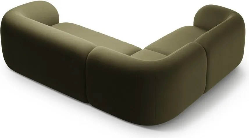 Zelená zamatová rohová pohovka (ľavý roh/do L) Kate – Micadoni