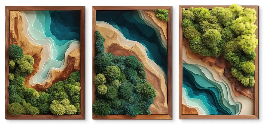 drevko |  Trojdielny machový obraz Útočisko (UV tlač)  41 x 90 cm