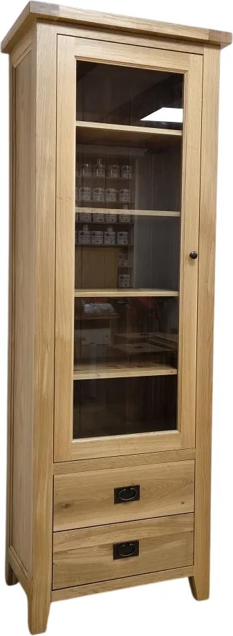 Úzka vitrína s 2 zásuvkami, 76x43x210 cm Otváranie vpravo