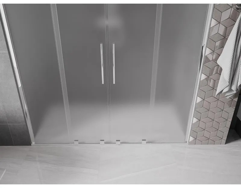 Mexen Velar Duo, posuvné sprchové dvere do otvoru 170 cm, 8mm sklo námraza, chrómová, 871-170-000-32-01