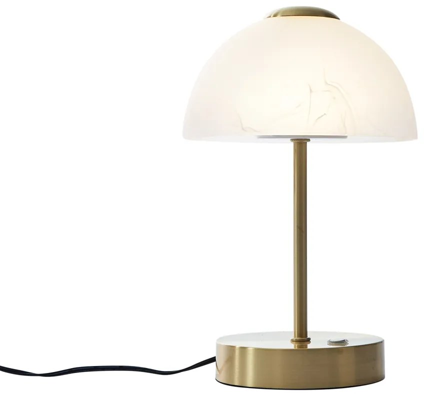 Dizajnová stolná lampa zlatá s opálovým sklom vrátane stmievateľnej LED - Joya