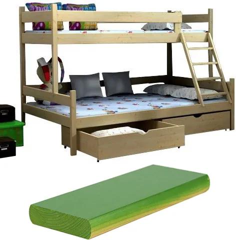 FA Petra 6 200x120x90 Poschodová posteľ s rozšíreným spodným lôžkom Farba: Zelená (+44 Eur), Variant rošt: S roštami