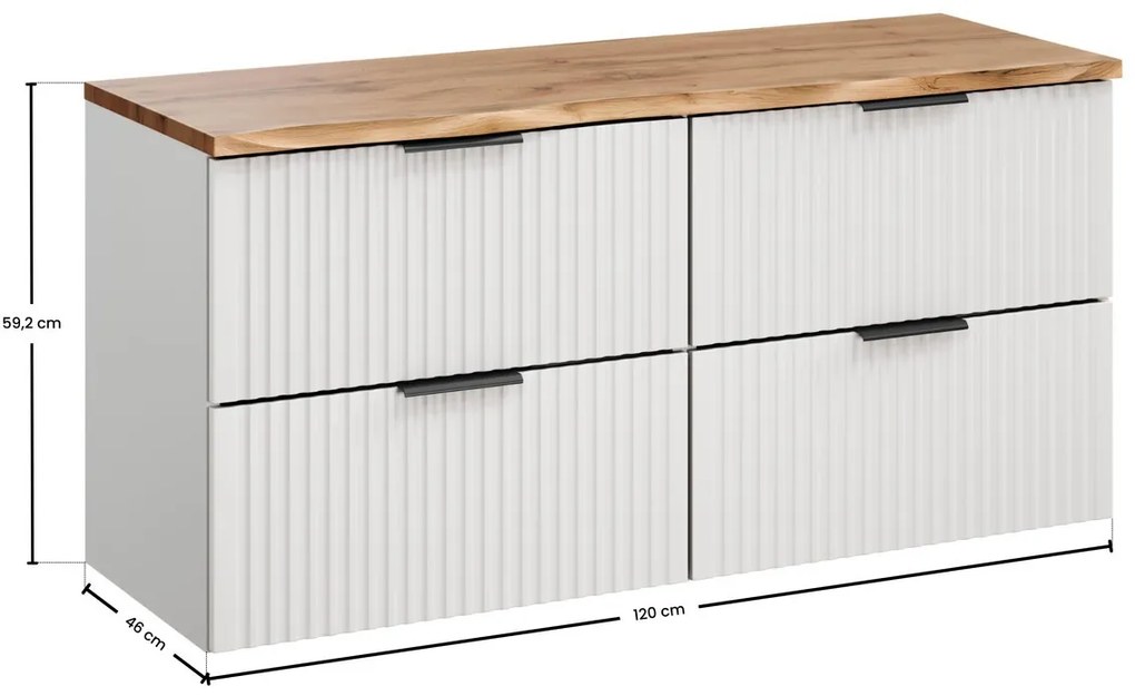 Závesná skrinka Casad Nature s doskou 120 cm biela/dub wotan