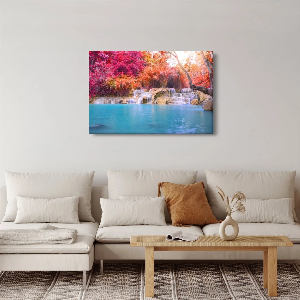Obraz tyrkysovej lagúny, Laos, Tat Kuang Si (90x60 cm)