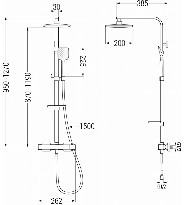 Mexen - CQ62 sprchový set s termostatickou batériou Cube, čierna, 772506295-70