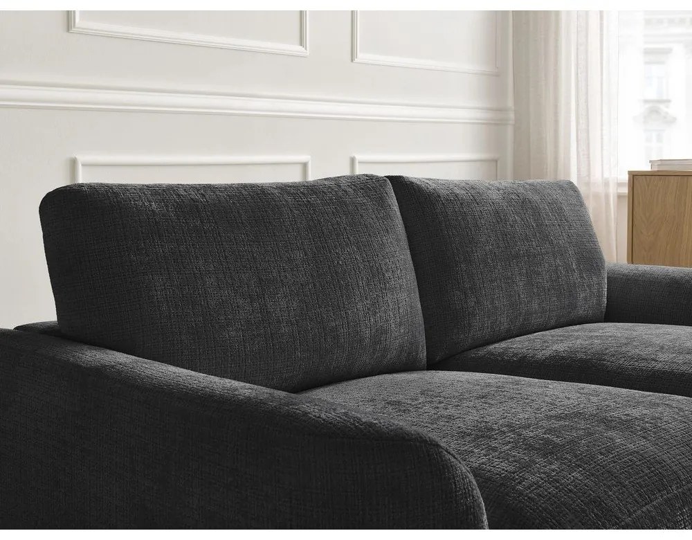 Čierna ženilková rohová pohovka (pravý roh/s leňoškou) Leonore – Bobochic Paris