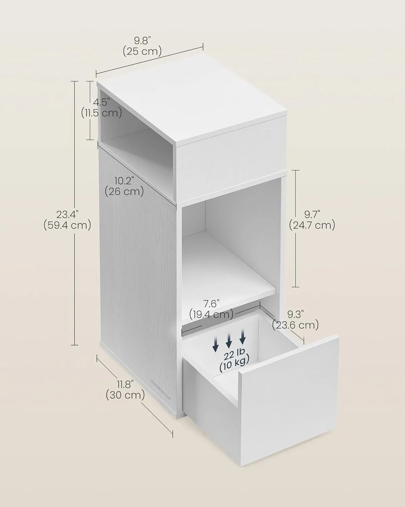Noční stolek Sily 25 cm bílý