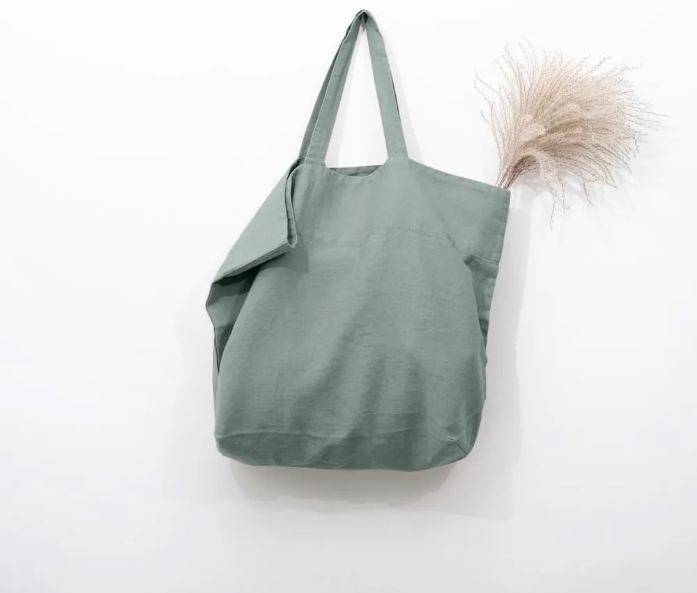 Zelená ľanová nákupná taška Linen Tales