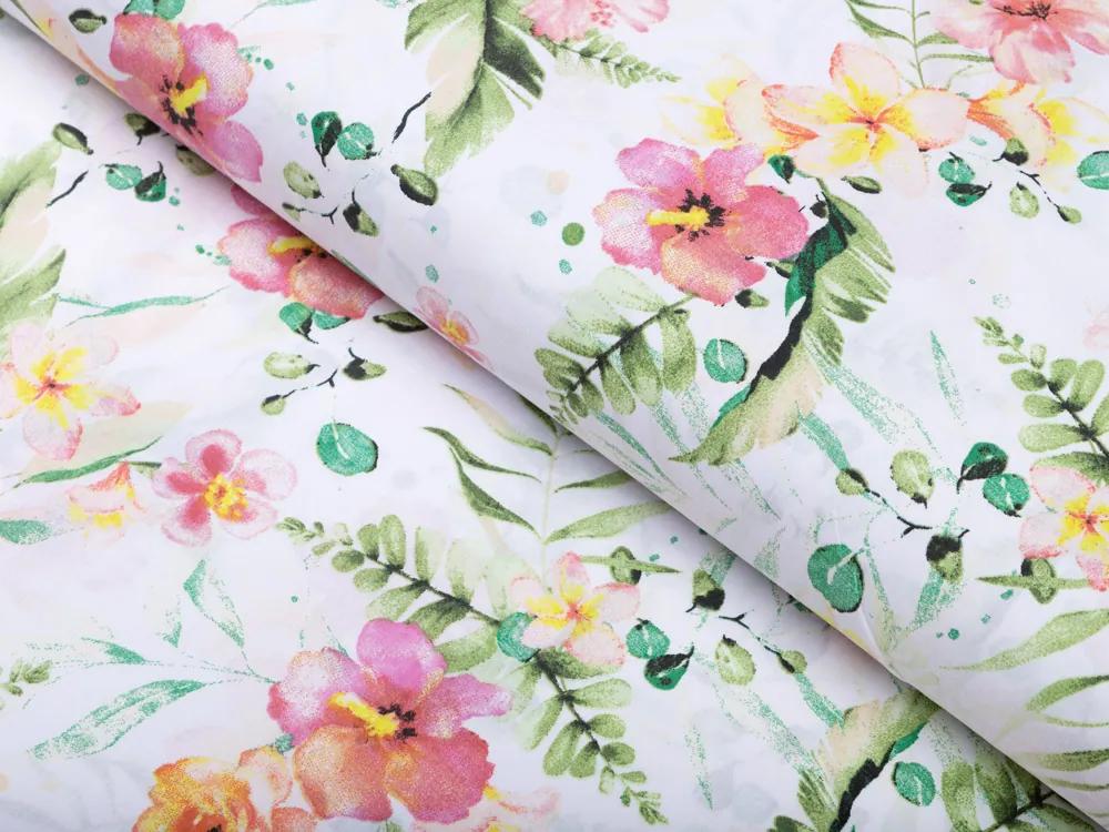 Biante Detské bavlnené posteľné obliečky do postieľky Sandra SA-283 Havajské kvety Do postieľky 90x140 a 40x60 cm