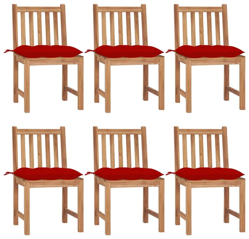 Záhradné stoličky 6 ks s podložkami tíkový masív 3073136