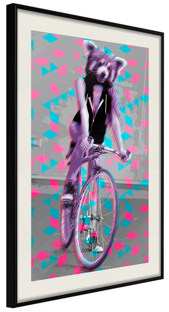 Artgeist Plagát - Raccoon On The Bike [Poster] Veľkosť: 40x60, Verzia: Čierny rám