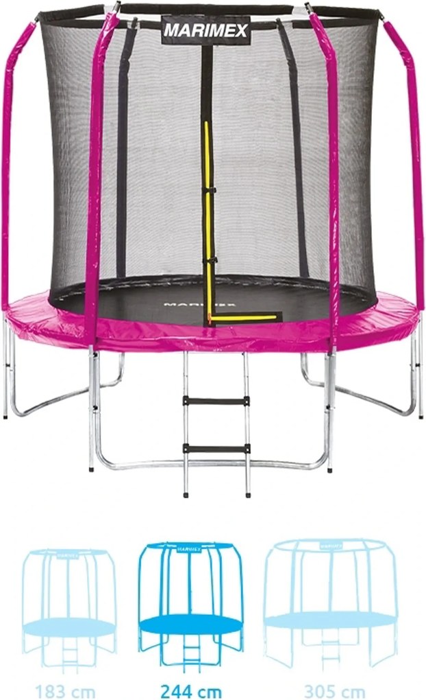 Marimex | Trampolína Marimex Standard 244 cm ružová + ochranná sieť + rebrík ZADARMO | 19000110
