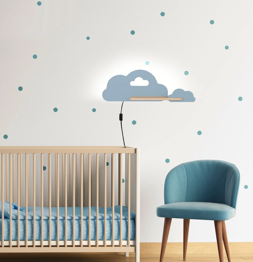 Candellux CLOUD Nástenné svietidlo 5W LED IQ KIDS WITH CABLE, SWITCH AND PLUG BLUE 21-75710