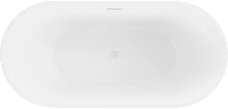 Mexen Luna, voľne stojaca vaňa 140 x 75 cm, biela/čierna, biely prepad, 52031407575-20