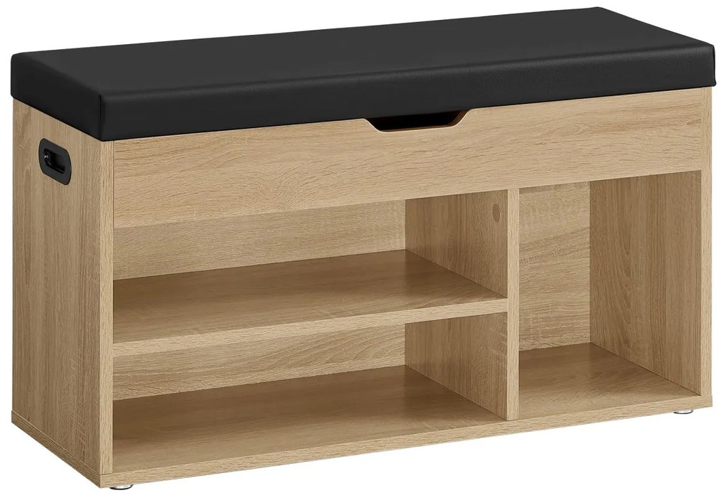 Botník s lavicou a čiernym sedadlom z eko kože WESO SONOMA 80x30x44 cm