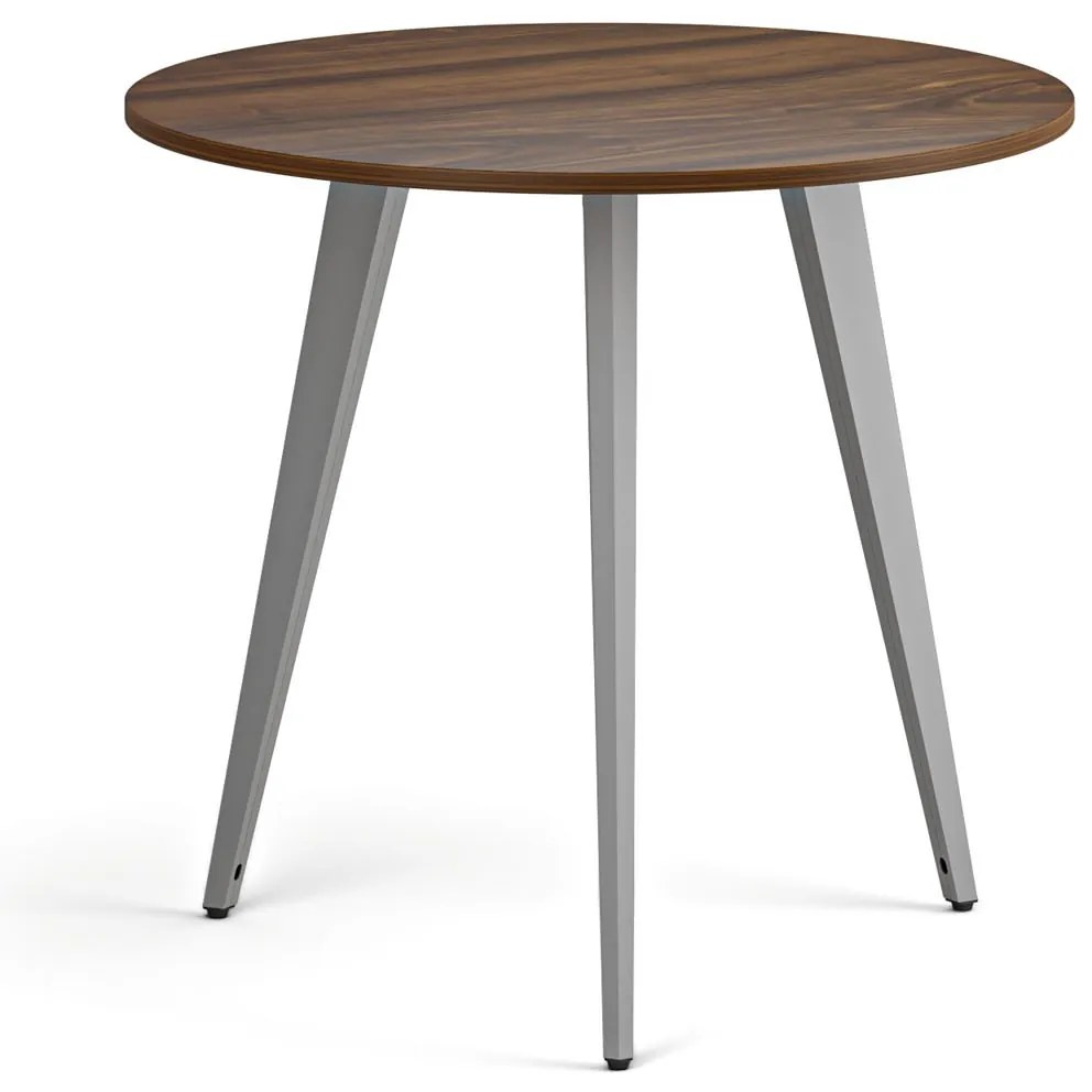 Konferenčný stôl PRIMO VIBE, priemer 80 cm, sivostrieborná podnož, orech