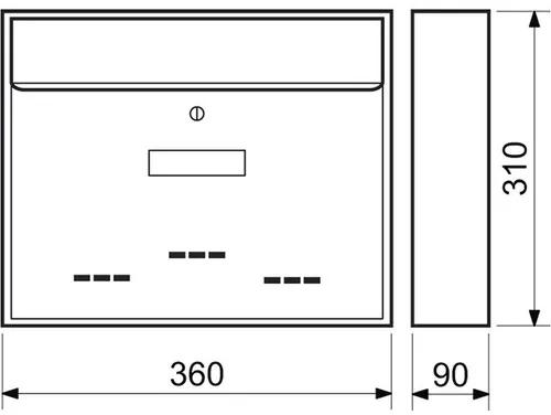 Poštová schránka oceľová BK.31.D.S s otvormi pre čiastočný priehľad 360 x 310 x 90 mm, strieborná