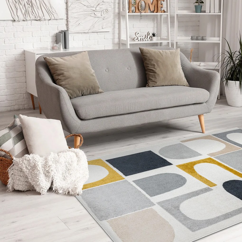 Dywany Łuszczów, Kusový koberec Fusion 0213 white/yellow, 160x220, viacfarebná, kancelária