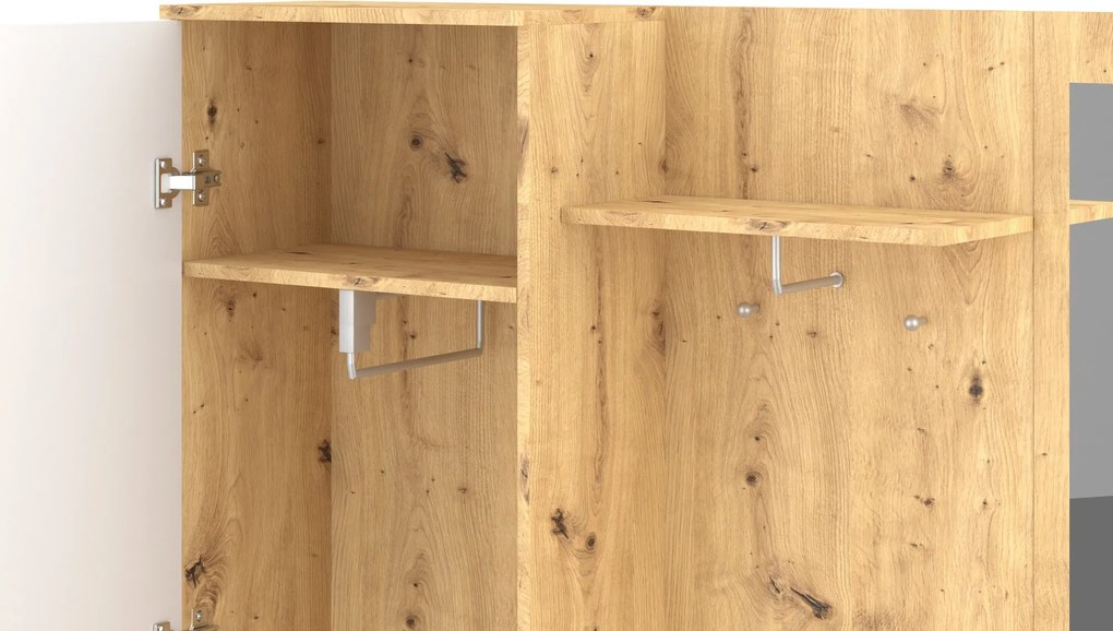 Predsieňová stena Trio so zrkadlom 145 cm dub Artisan/biela