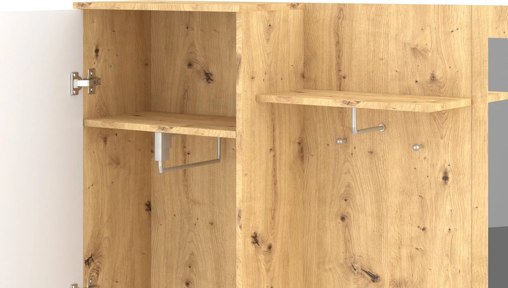 Předsíňová stěna Trio se zrcadlem 145 cm dub Artisan/bílá