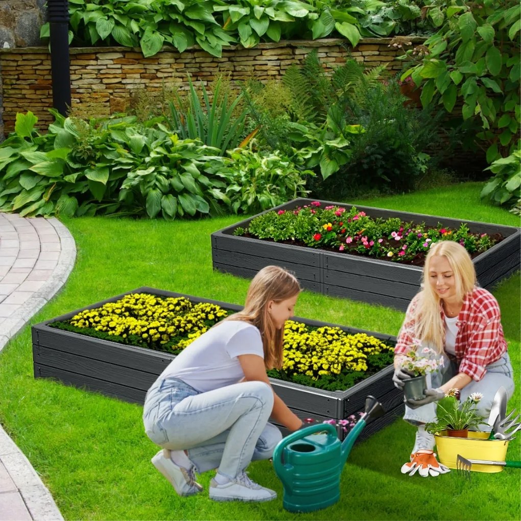 Vyvýšený záhon WOODY 149x75,6x25cm, antracitová Prosperplast