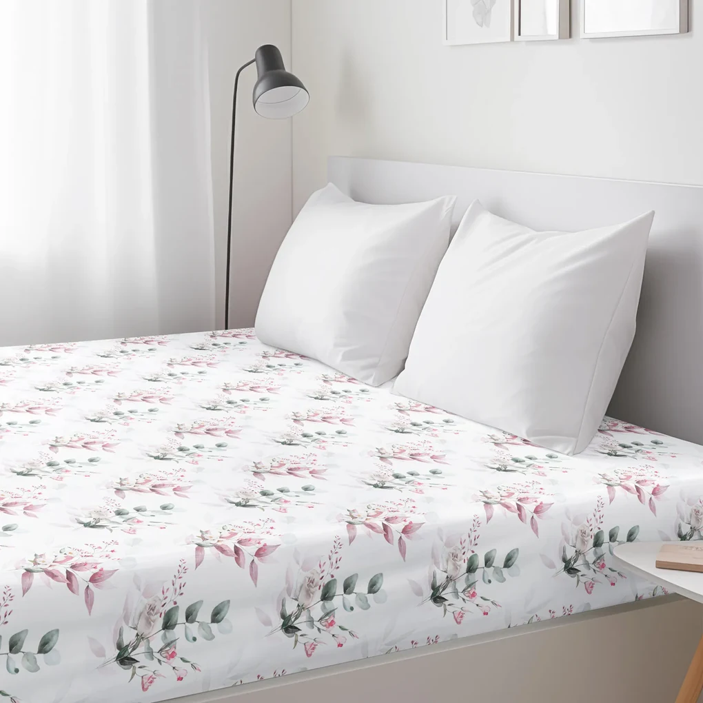 Goldea bavlnená napínacia plachta deluxe - nežné ruže 90 x 200 cm