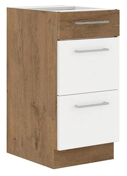 Dolná kuchynská skrinka so zásuvkami Woodline 40 D 3S BB, Farby: dub lancelot + dark wood
