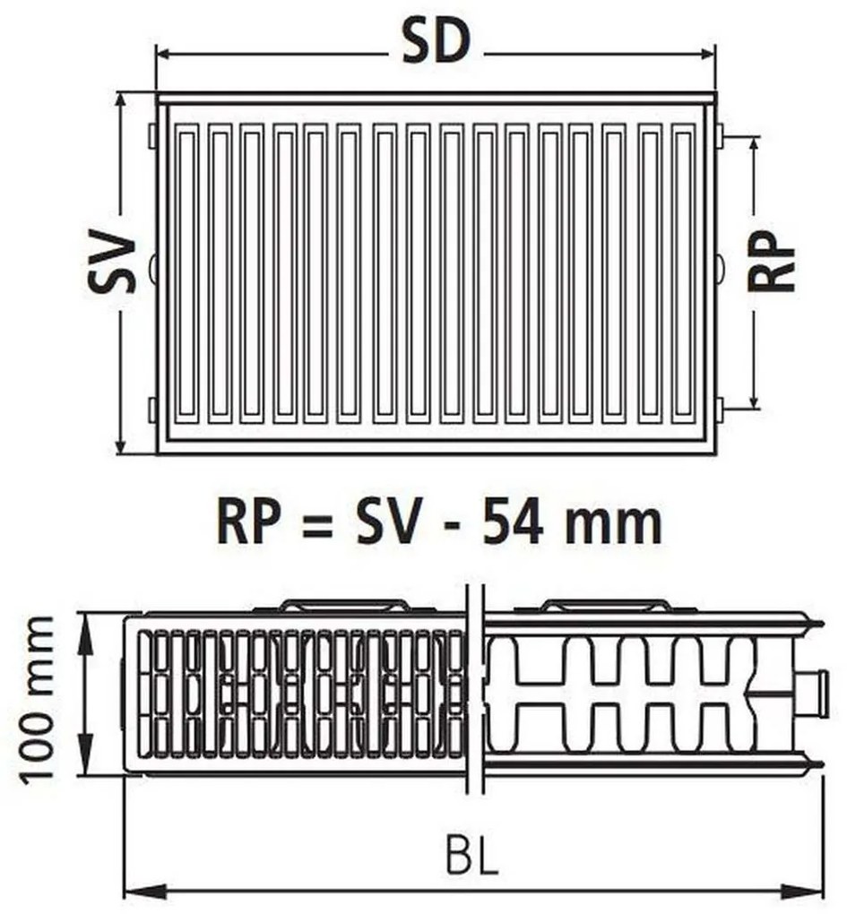 Kermi Therm Profil-Kompakt doskový radiátor 22 200 / 1000 FK0220201001NXK