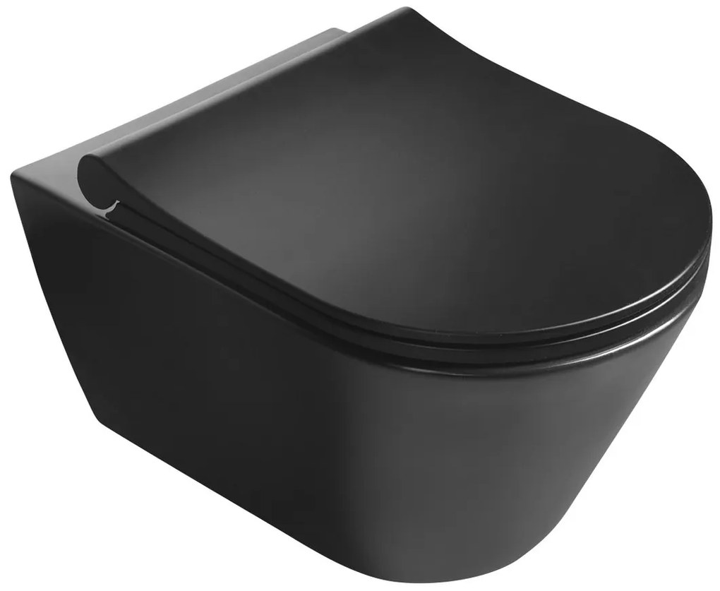 Sapho Sapho, AVVA CLEANWASH závesná WC misa s bidet. spŕškou, Rimless, 35,5x53cm, čierna matná, 100312-110