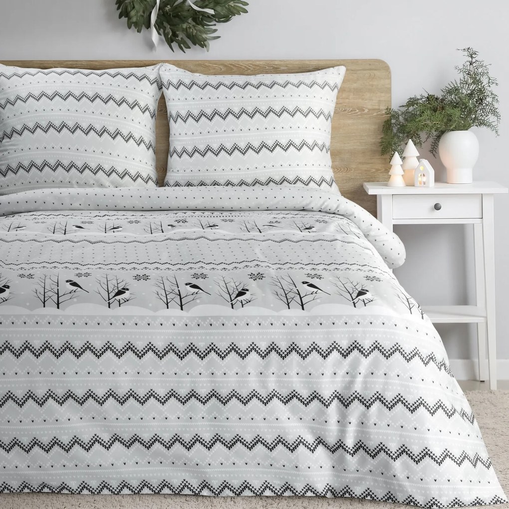 VIANOČNÉ SATÉNOVÉ OBLIEČKY TASHA 200X220 CM, 2 KS 70X80 CM VZOROVANÉ