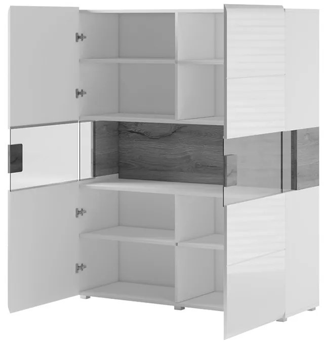 Vysoká komoda Toledo 42 Biely laminát/Biely lesk