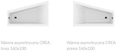 Cersanit Crea slim asymetrická vaňa ľavá 160x100cm + nožičky, S301-232