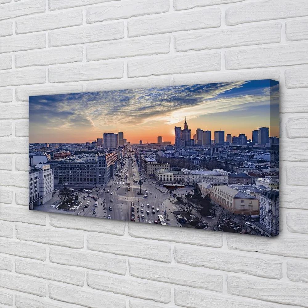 Obraz na plátne Varšava mrakodrapy Sunset 125x50 cm