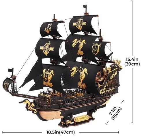 RoboTime - 3D mechanická skladačka Plachetnica Morský koník