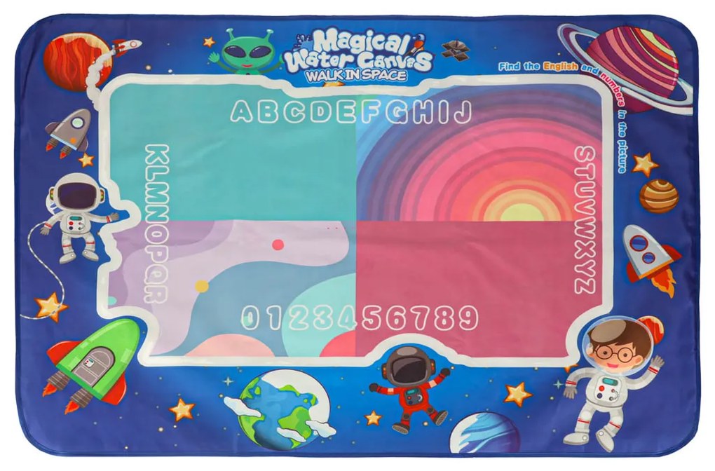 KIK Podložka na maľovanie vodou pre deti 3+ – vesmírna súprava 120×90 cm, bez neporiadku