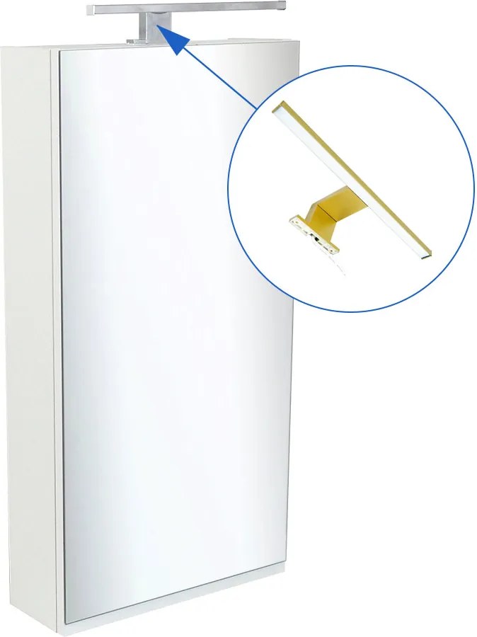 Comodo Zrkadlová skrinka Atica 40 ZS LED-G s osvetlením Any LED 30 G, zlatá