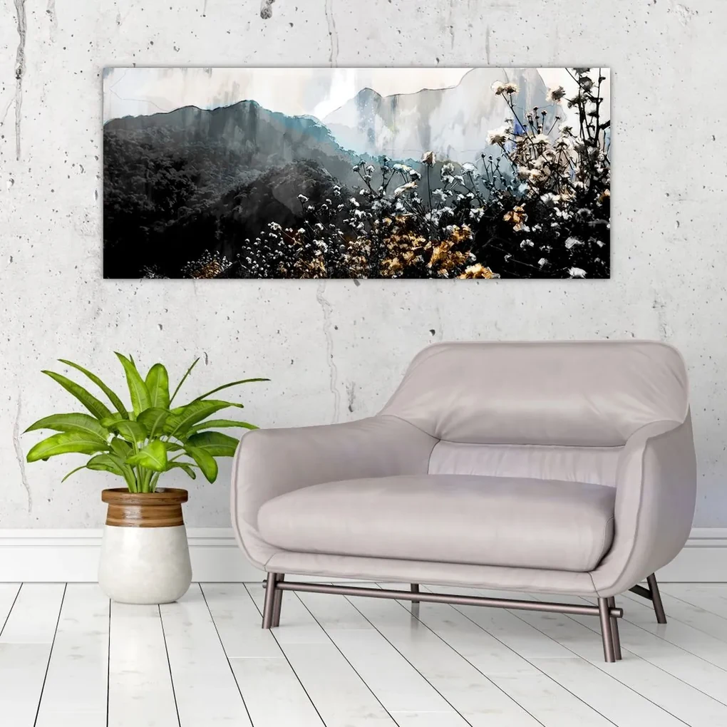 Obraz - Ilustrácie divokých kvetov (120x50 cm)